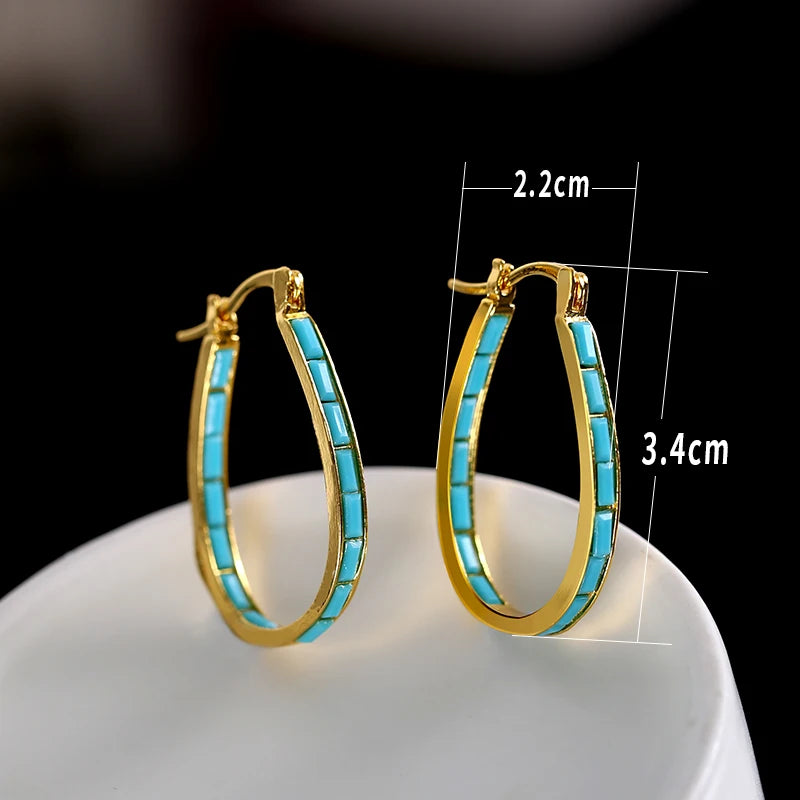 Simple Gold U-Shaped Hoop Earrings for Women Bohemian Jewelry Gift