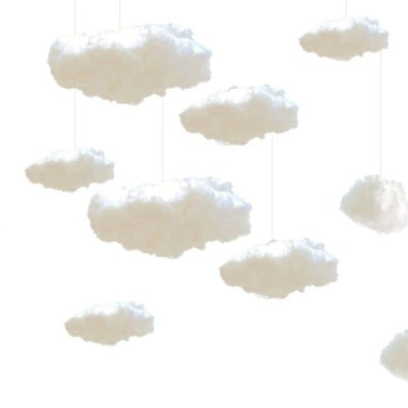 Artificial Cotton Cloud Ceiling Decor Set for Living Room & Events - White 3D Props