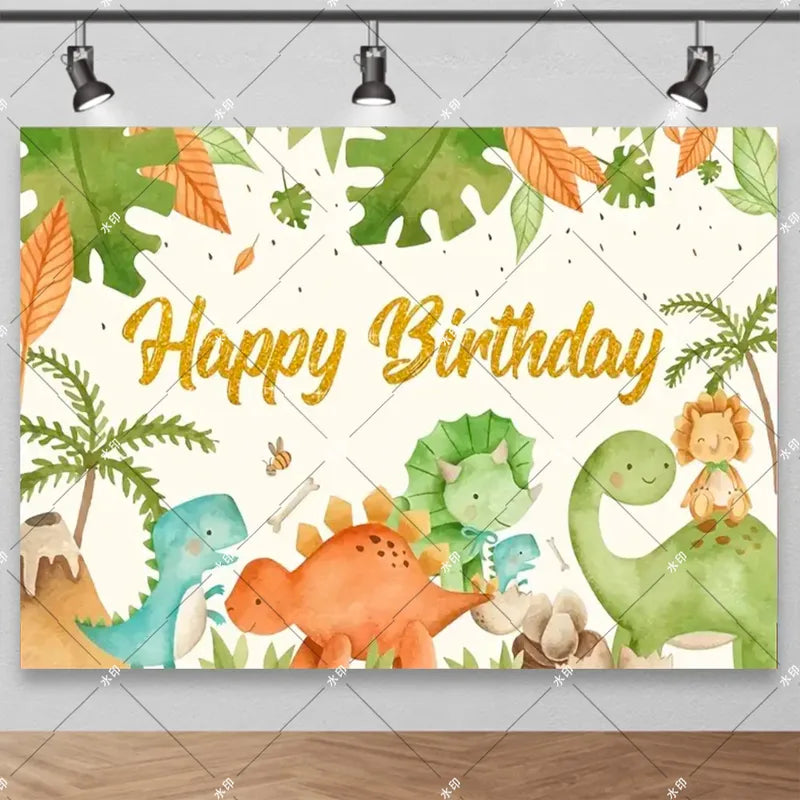Children's Dinosaur Party Decorations Banner & Balloon Set for Kids' Birthday Celebration