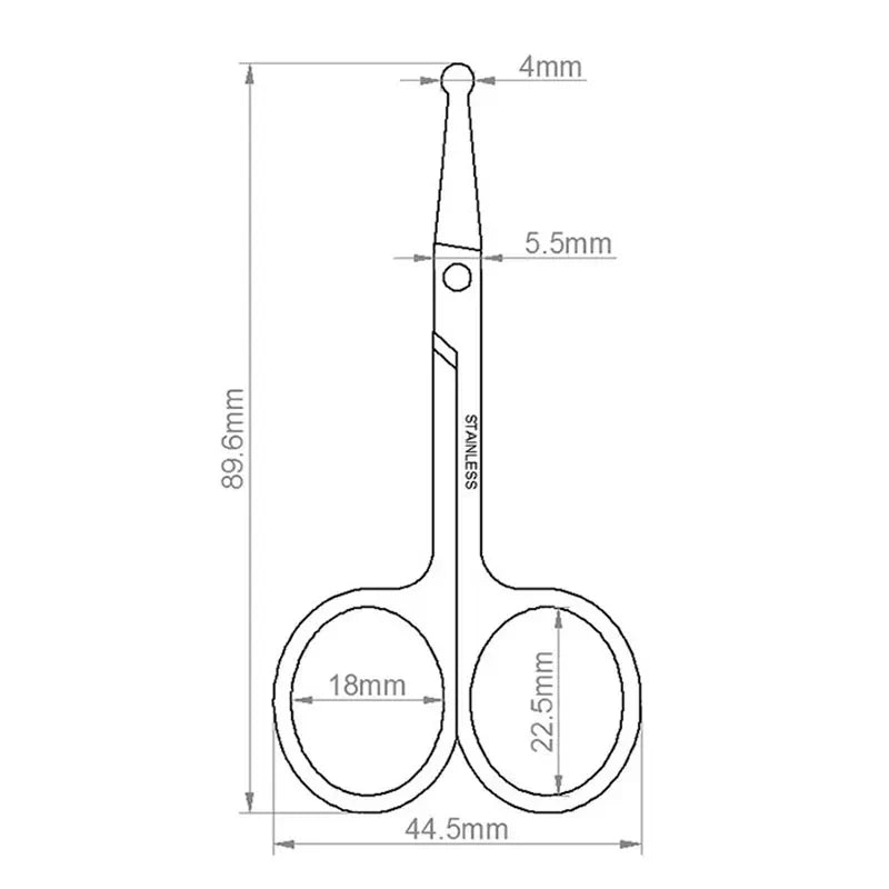 Stainless Steel Eyebrow and Nose Hair Trimmer Scissors - Safety Beauty Grooming Tool