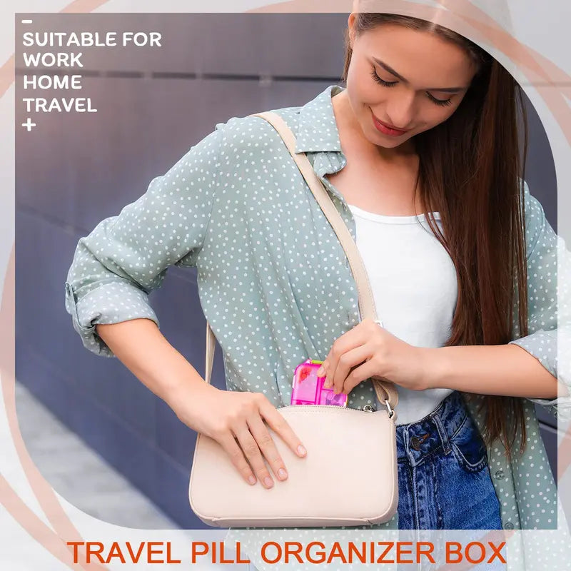 Travel Pill Organizer Case with 10 Compartments - Portable Waterproof Medicine Storage Box