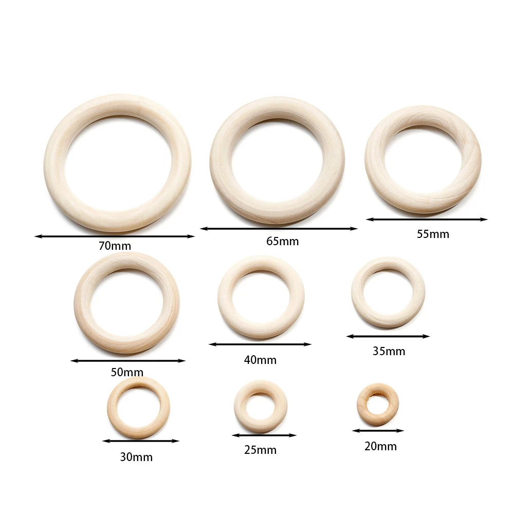 Natural Wooden Bead Rings for Jewelry Making - 3-20Pcs, 20-70mm