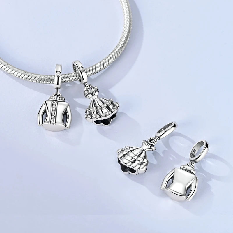 Sterling Silver Charms Bead for Bracelets & Necklaces - Cat Heart & Clip Jewelry