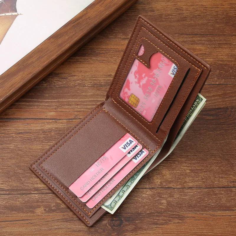 Men's Slim Leather Money Clip Wallet Card Holder Bifold Casual Purse