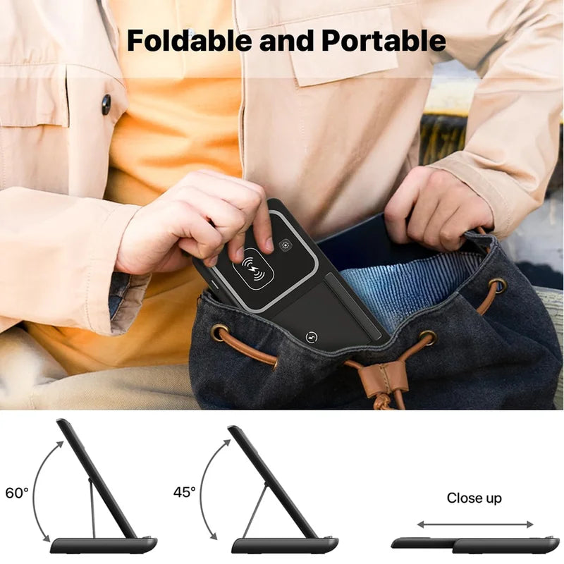 15W Wireless Charging Station Stand 3-in-1 Fast Charging Dock for iPhone, Apple Watch & AirPods