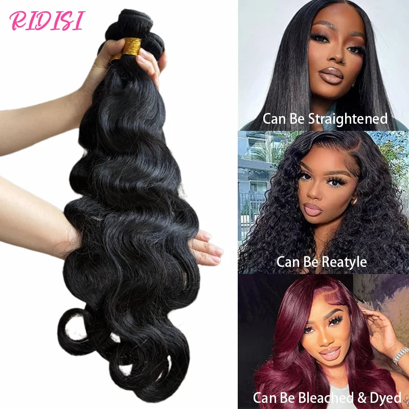 Natural Color Body Wave Human Hair Bundles 12-26 Inch Virgin Hair Extensions