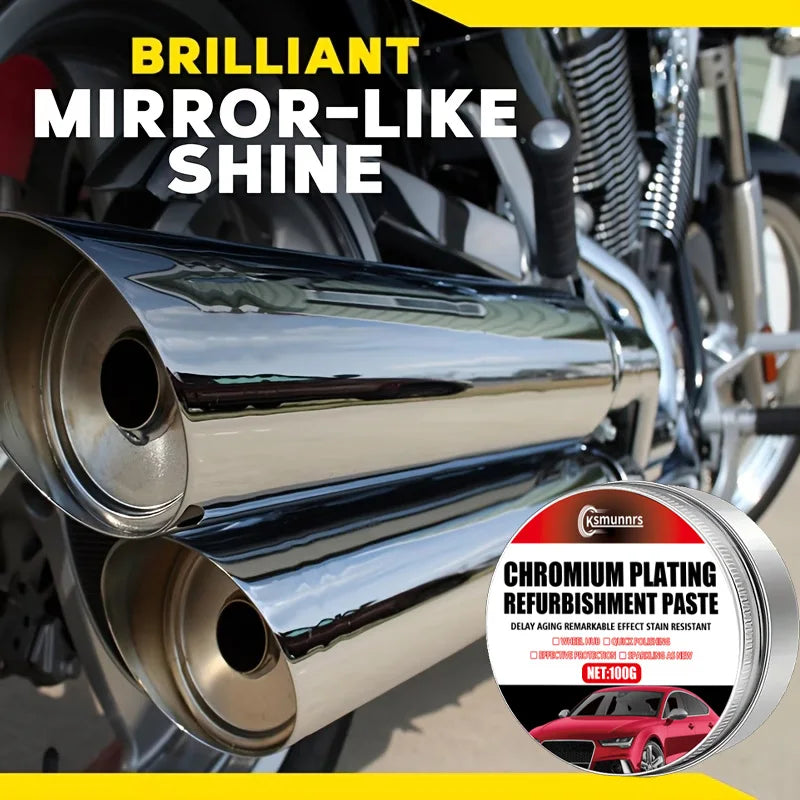 Universal Chrome Polish & Restorer Wax for Wheels Exhaust Tips Vehicle Accents