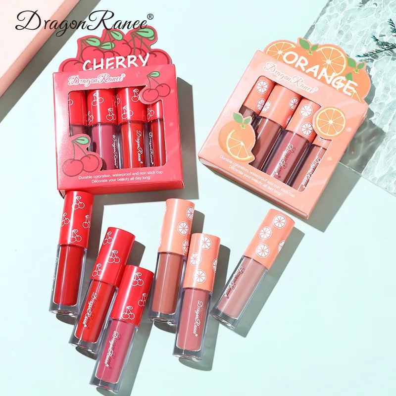 Mini Velvet Matte Lip Gloss Set - Long-Lasting, Non-Fading, Fruit Scented Lip Tint