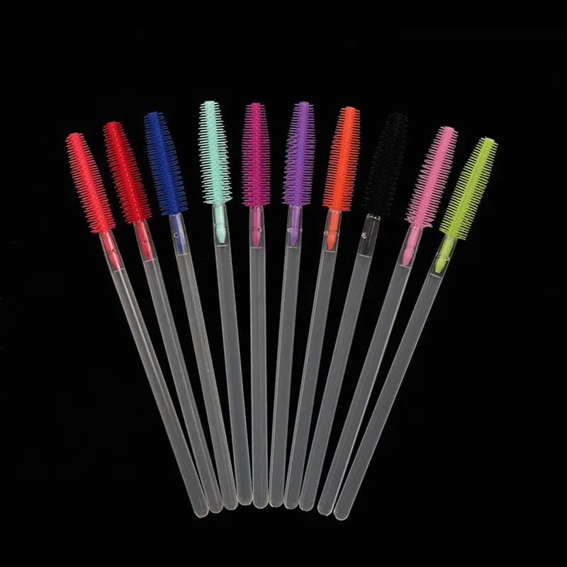 Colorful Disposable Silicone Mascara & Eyebrow Applicator Brush Set - 10Pcs