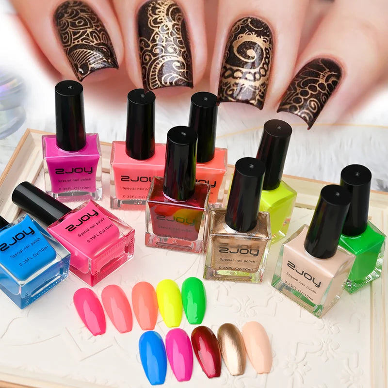 30 Colors Nail Stamping Polish Set - Quick-Dry, Bright Nail Art Lacquers