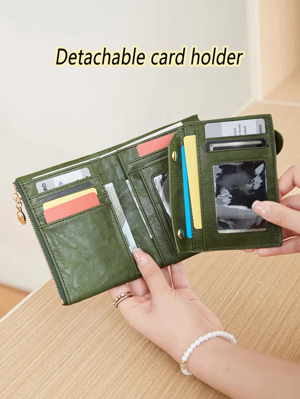 Minimalist Women's Wallet with Large Capacity Double Zipper Card Holder