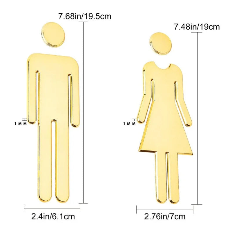 Black Gold Color Toilet Sign Plate Brass Wall Label WC Holder Door Signage