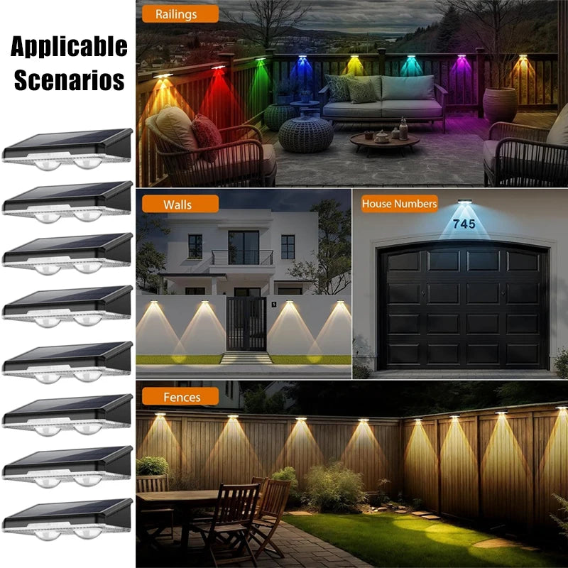 Outdoor Waterproof Solar Wall Light with RGB & Multi-Color Modes for Garden Fence Patio