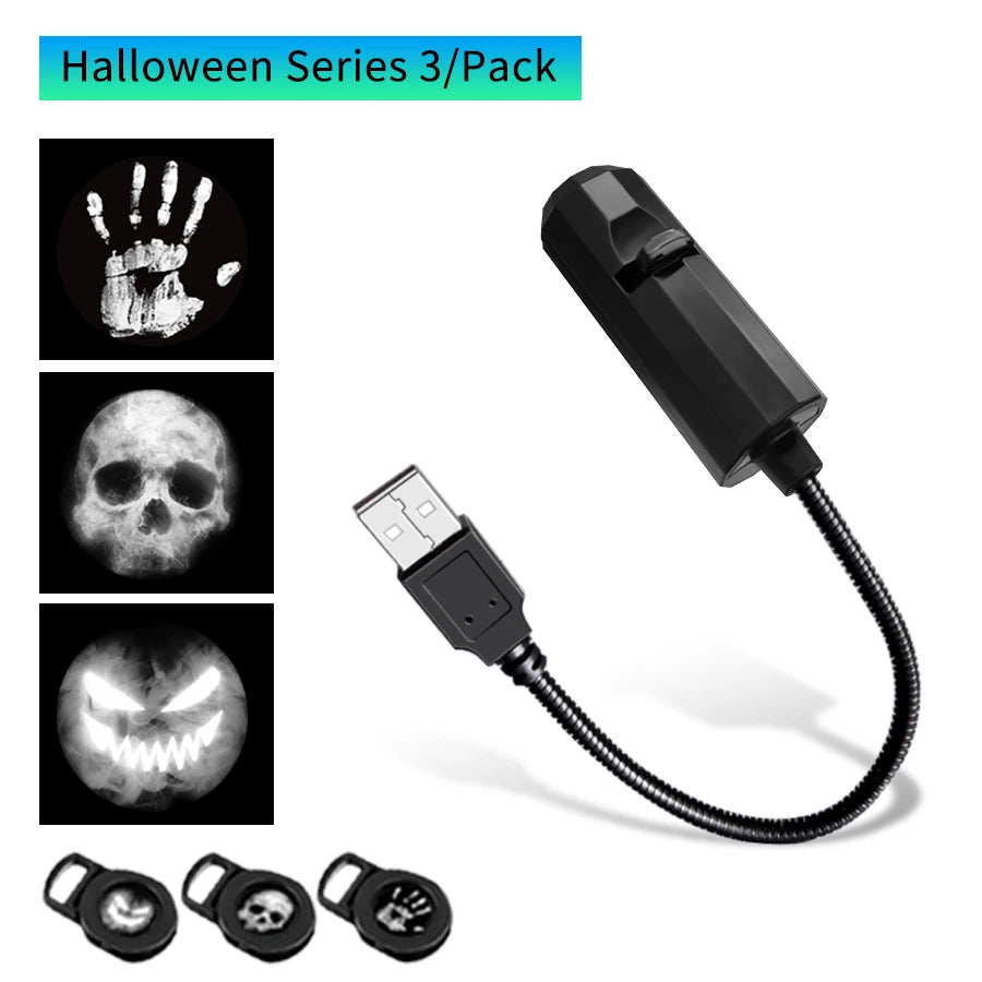 LED Halloween Moon Lamp USB Projector Night Light for Ceiling Wall Atmosphere