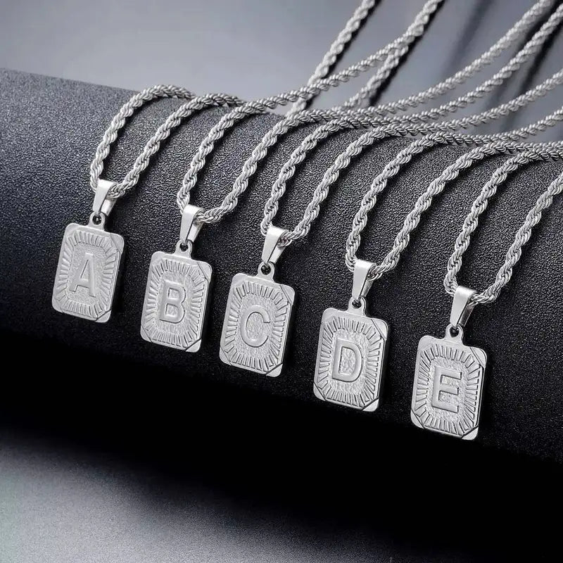Personalized Gold & Silver Letter Necklace - 18K Gold-Plated Chain Pendant for Men & Women