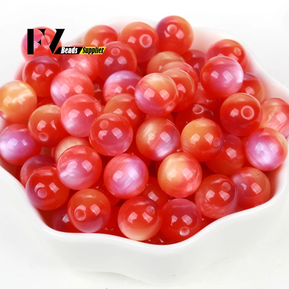 Imitation Cat Eye Round Beads for Jewelry Making - 8-20mm, Assorted Colors, 100pcs