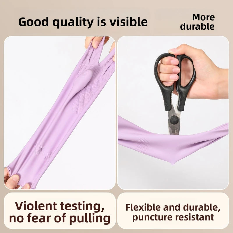 Reusable Latex Dish Washing Gloves with Cotton Liner & Non-Slip Grip