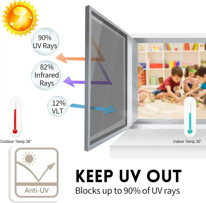 Privacy Window Film Reflective Mirror One Way Car Glass Tint UV Protection Rolls