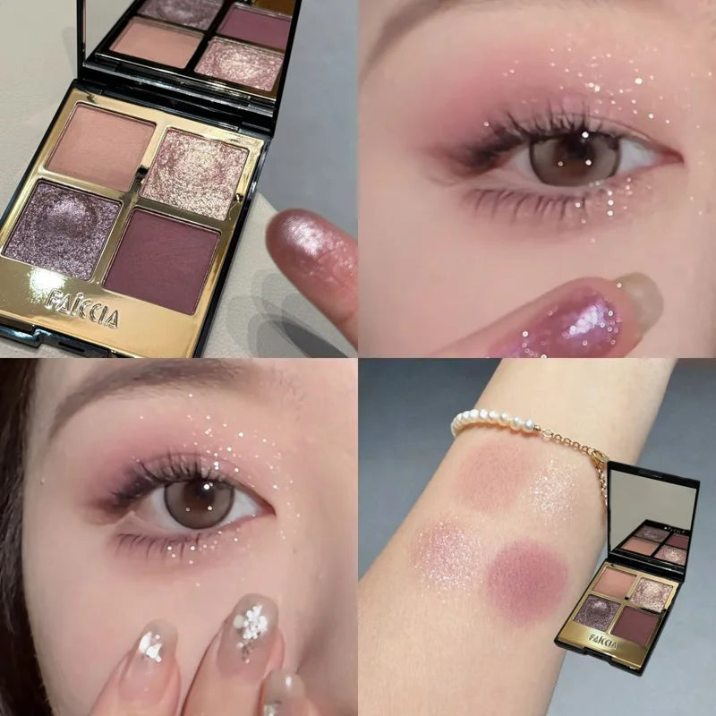 Colorful Eyeshadow Palette with Glitter & Matte Shades - 4 Color Variety