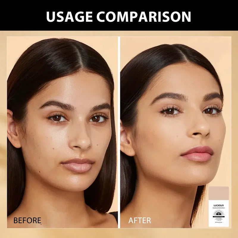 Waterproof High-Coverage Liquid Foundation with Sunscreen - Moisturizing Face Makeup