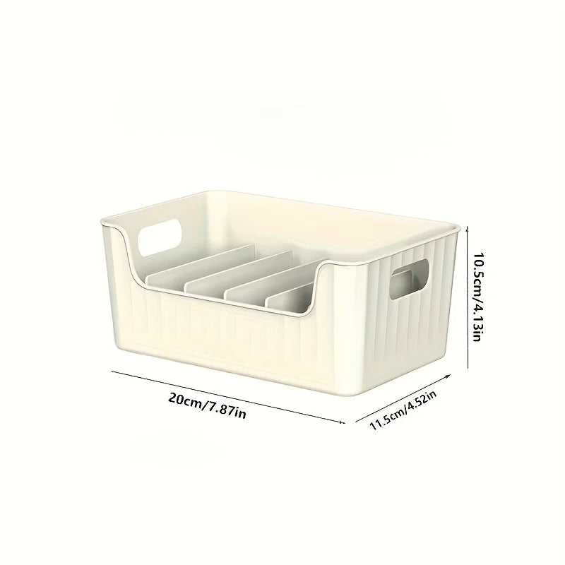 Clear Plastic Spice and Snack Storage Box with Adjustable Divider – Kitchen Organizer
