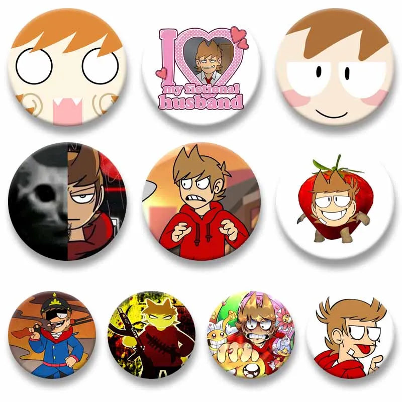 Anime Eddsworld Tord Coin Brooch Pin - Handmade Cartoon Role Play Badge