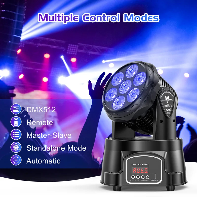 2PCS Moving Head Beam Spot Stage Lights - LED DJ Party Disco Lighting