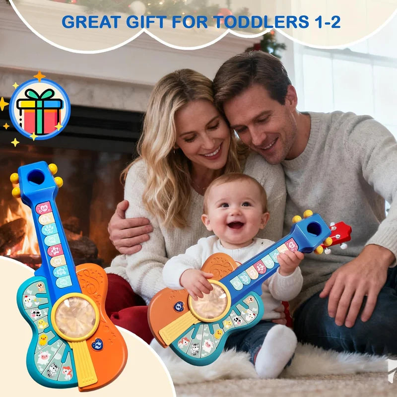 Children's Electronic Guitar with Animal Sounds Lights & Melodies Educational Toy