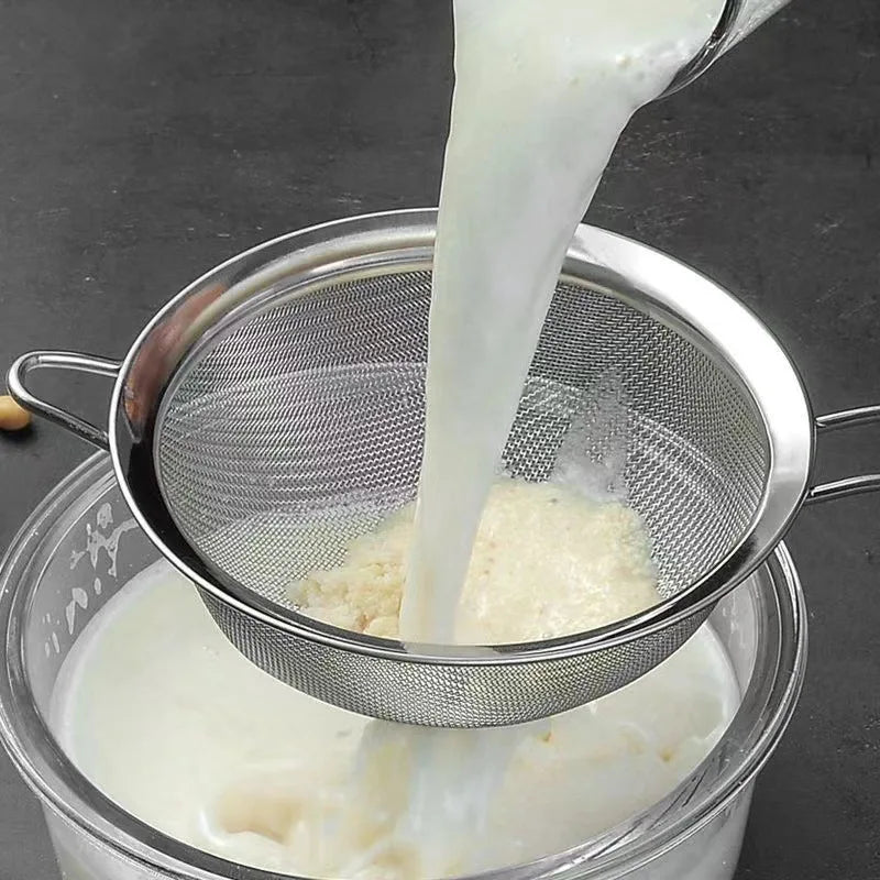 Stainless Steel Fine Mesh Oil Strainer & Sieve Set for Kitchen Baking