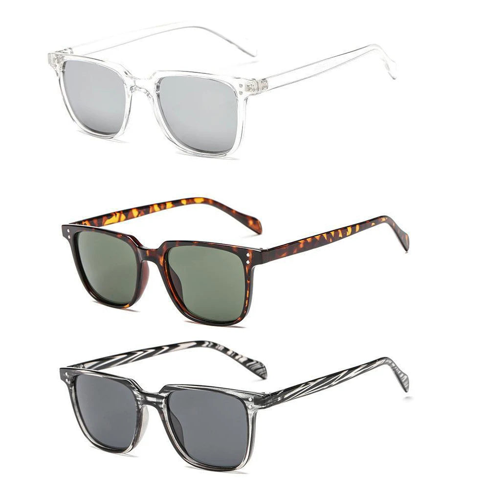 Rectangle Unisex Sunglasses with Polygon Vintage Design - Square Sun Glasses for Women and Men