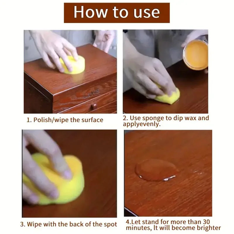 Beeswax Wood & Leather Polish for Furniture & Upholstery - Natural Wax