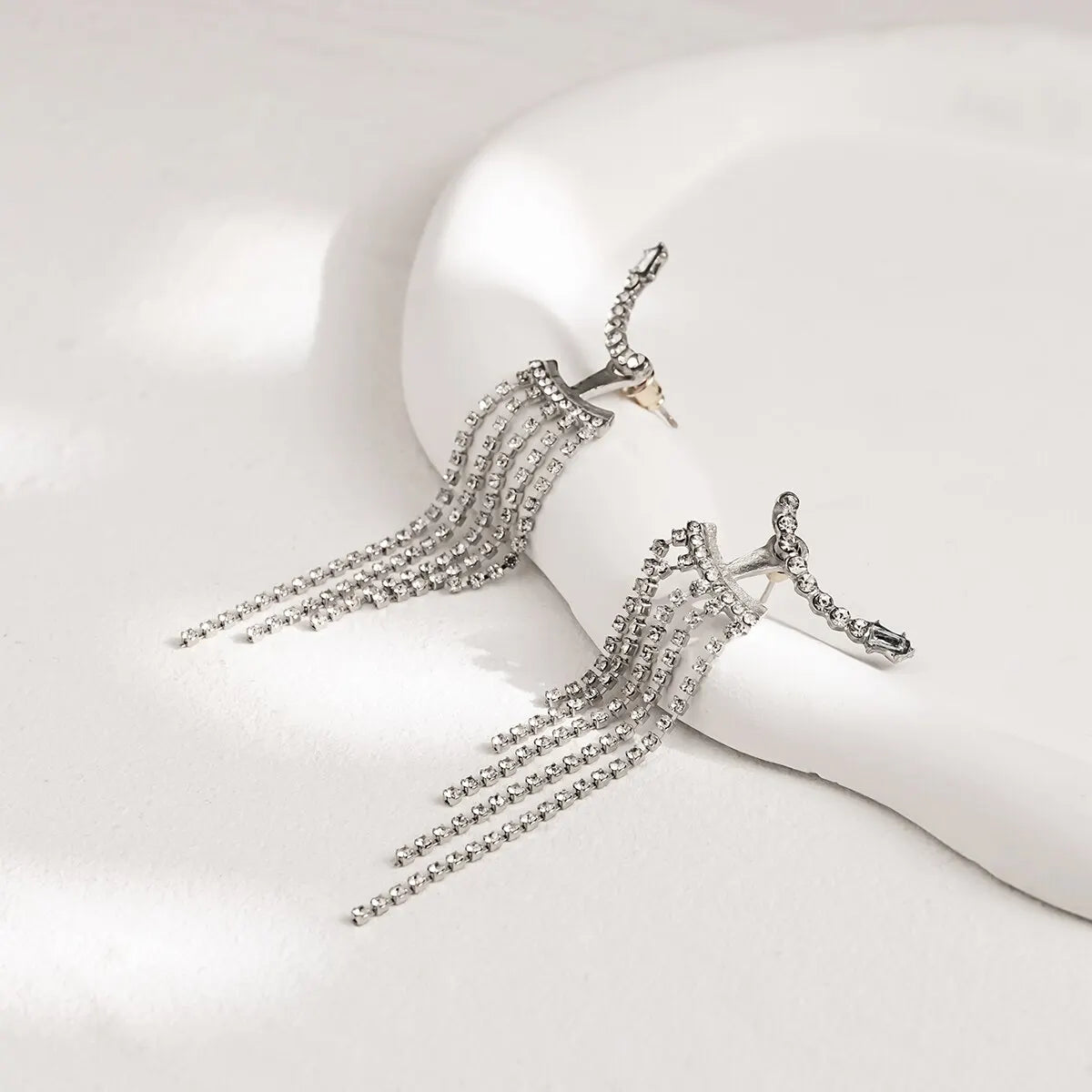 Luxury Rhinestone Drop Earrings with Tassels - Vintage Water Drop Design for Women