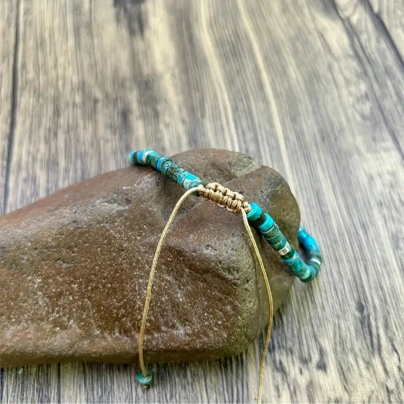 Adjustable Natural Turquoise Beaded Bracelet for Men & Women - Gift & Vacation Accessory