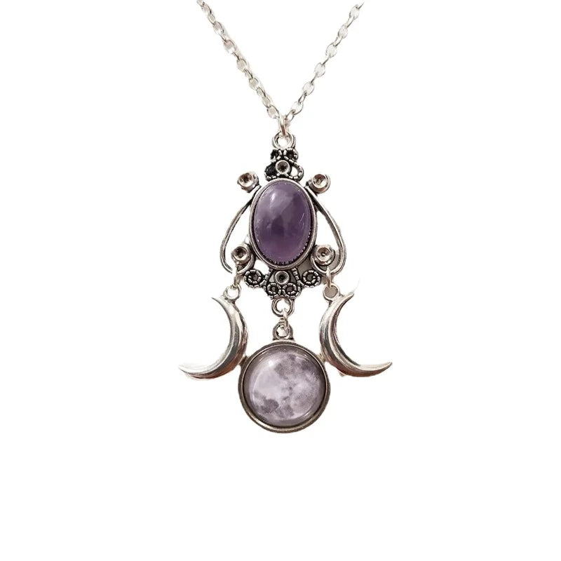 Triple Moon Pendant Necklace Jewelry with Multiple Metal Colors