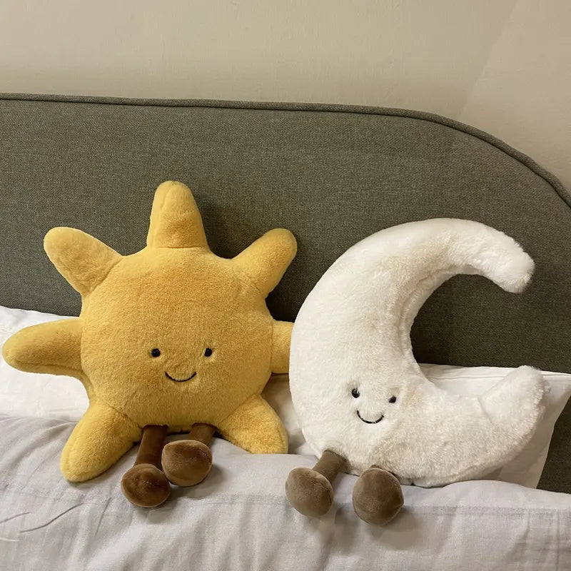 Cute Weather Plush Toy Set - Smile Moon & Sun Stuffed Decor for Kids