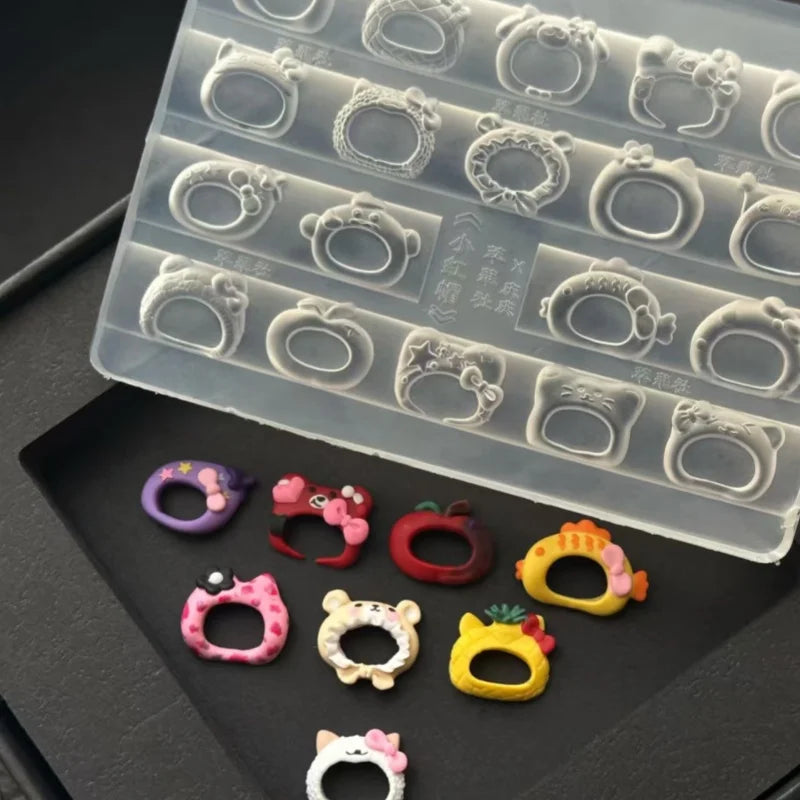 Cute 3D Nail Art Mold with Hat and Bow Tie Frame Silicone DIY Accessories