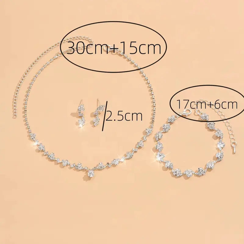 4-Piece Women's Flower Jewelry Set with Necklace Earrings Bracelet Wedding Party Accessories