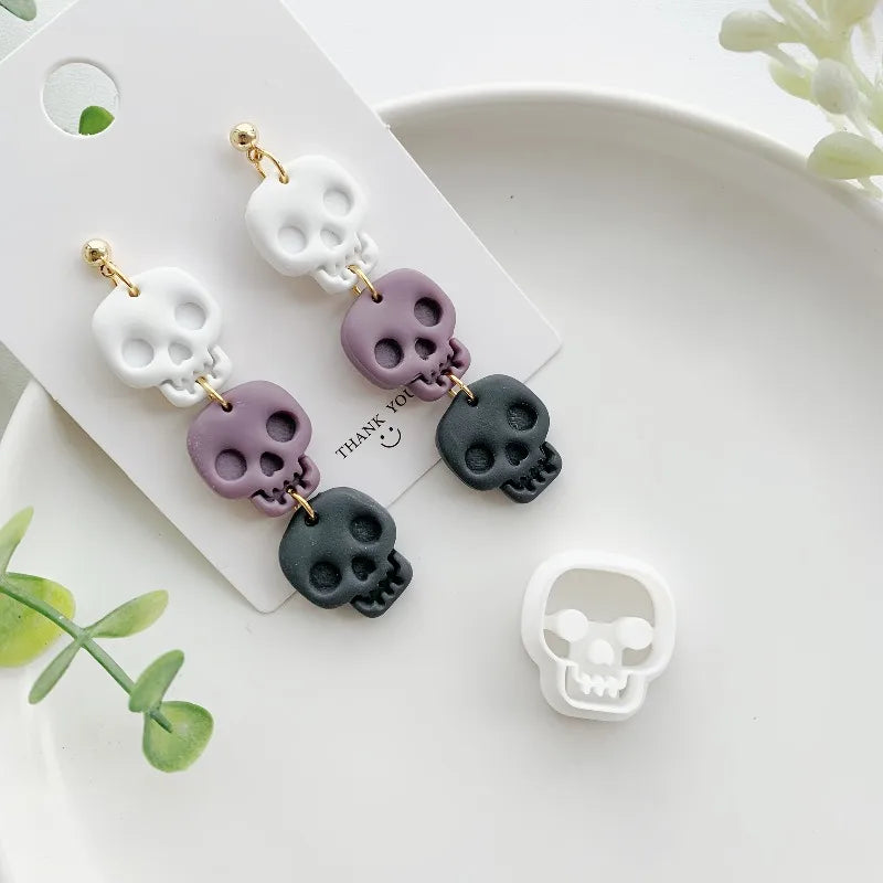 Halloween Skull Polymer Clay Cutter Mold for Beaded Jewelry & Earrings