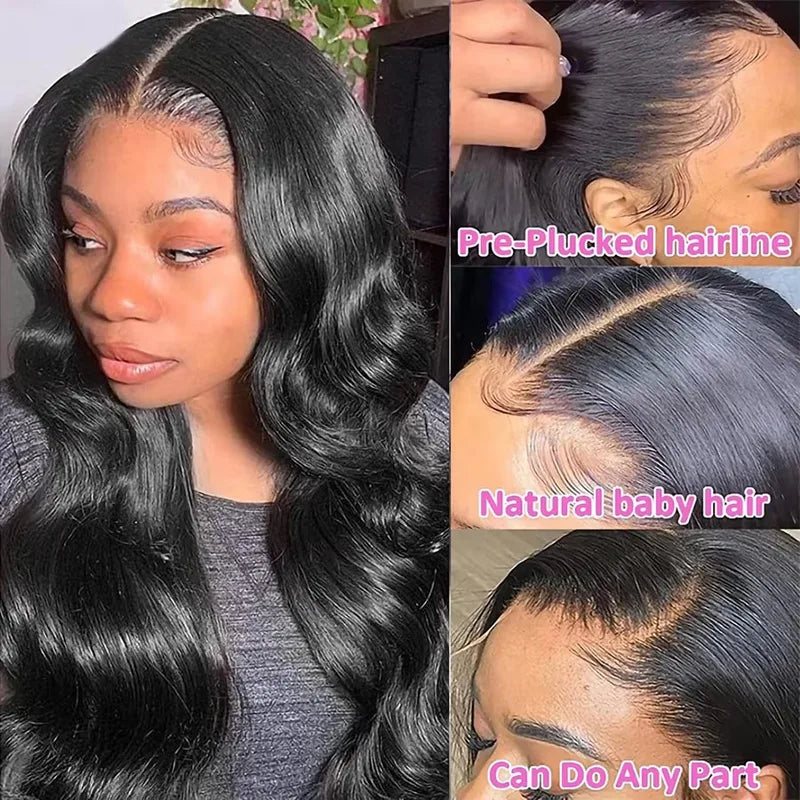 Brazilian Human Hair Wigs 13x4 Lace Front Pre Plucked Transparent HD Frontal