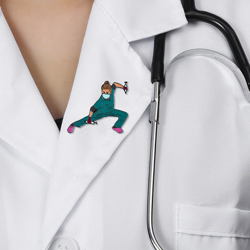 Funny Doctor Nurse Enamel Brooch Pin Medical Cartoon Badge Jewelry Gift