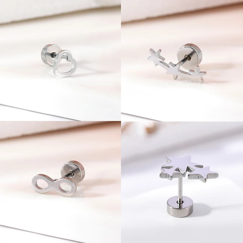 Gold Plated Star Heart Stud Earrings for Women Girls Jewelry Gift