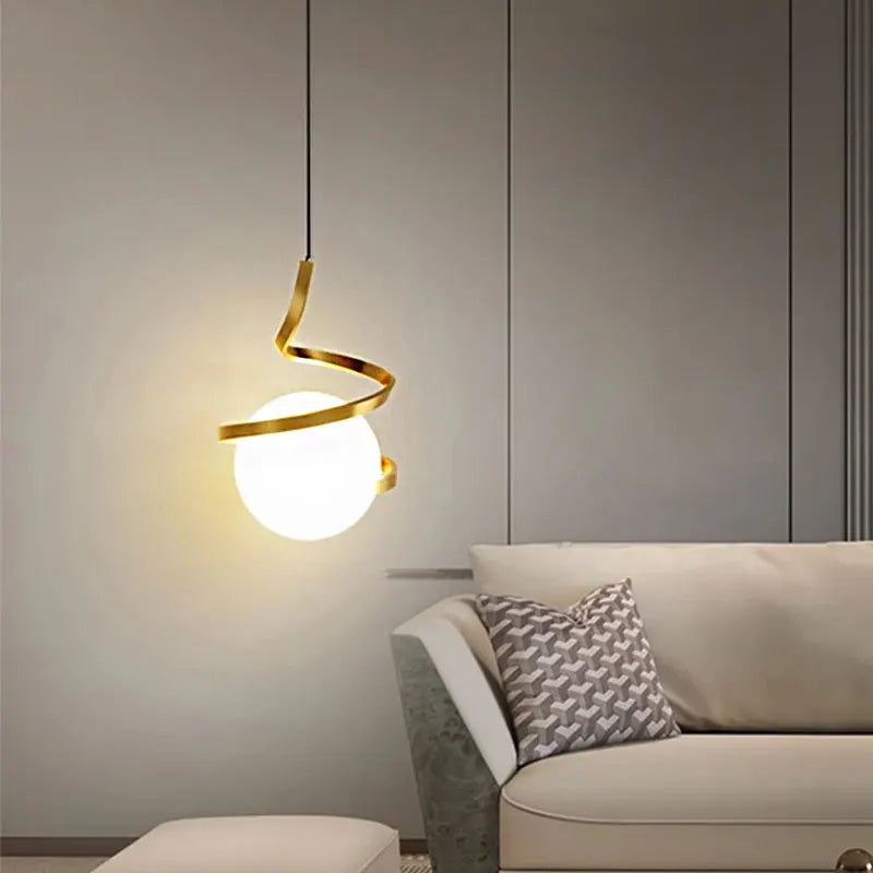 Modern LED Pendant Light Fixture for Indoor Home Lighting, Glass Hanging Lamp for Dining Kitchen Bedroom