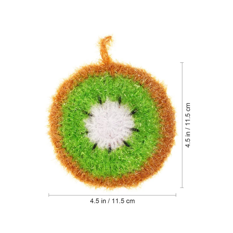Set of 3 5 Cartoon Fruit-Shaped Cleaning Sponges - Scrubber Dish Towels