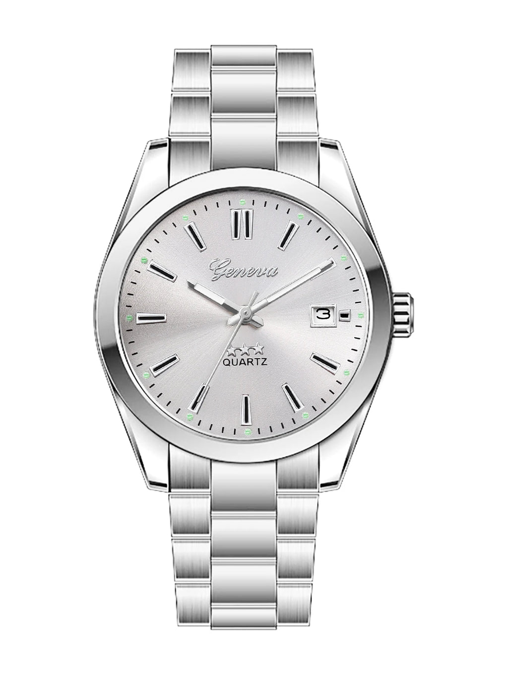 Ladies Quartz Watch Steel Band with Calendar Minimalist Design Daily Fashion Accessory