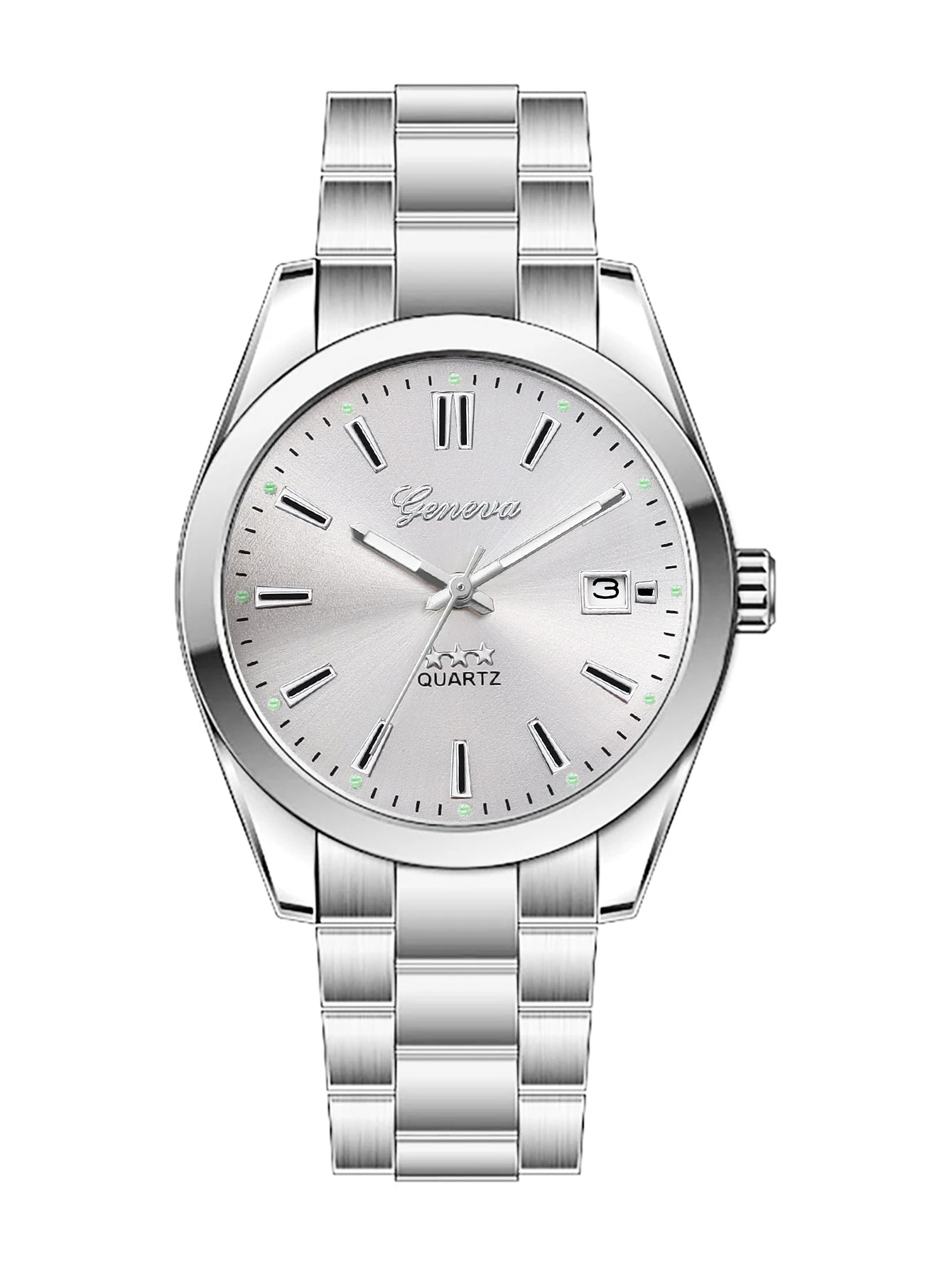 Ladies Quartz Watch Steel Band with Calendar Minimalist Design Daily Fashion Accessory
