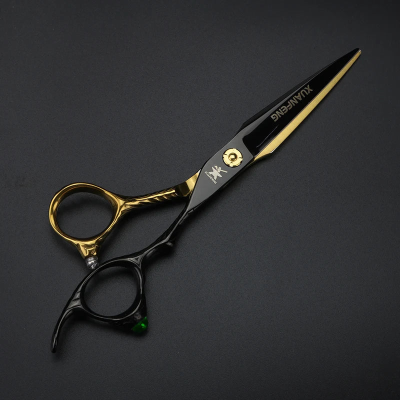 6-Inch Hair Cutting & Thinning Scissors Professional Salon Hair Shears - Black & Green Handles