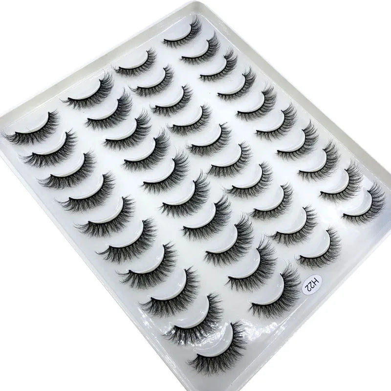 False Eyelash Pack 20 Pairs Fluffy Wispy Volume Reusable Strip Lashes