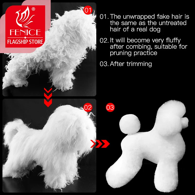 Dog Grooming Practice Skeleton Model with Fake Hair - Full Body Pet Training Tool
