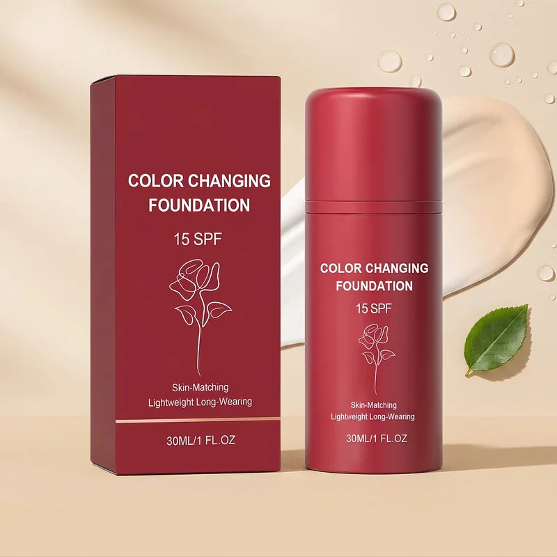 Self-Adjusting Color Changing Liquid Foundation with SPF for Mature Skin — Full Coverage Moisturizer