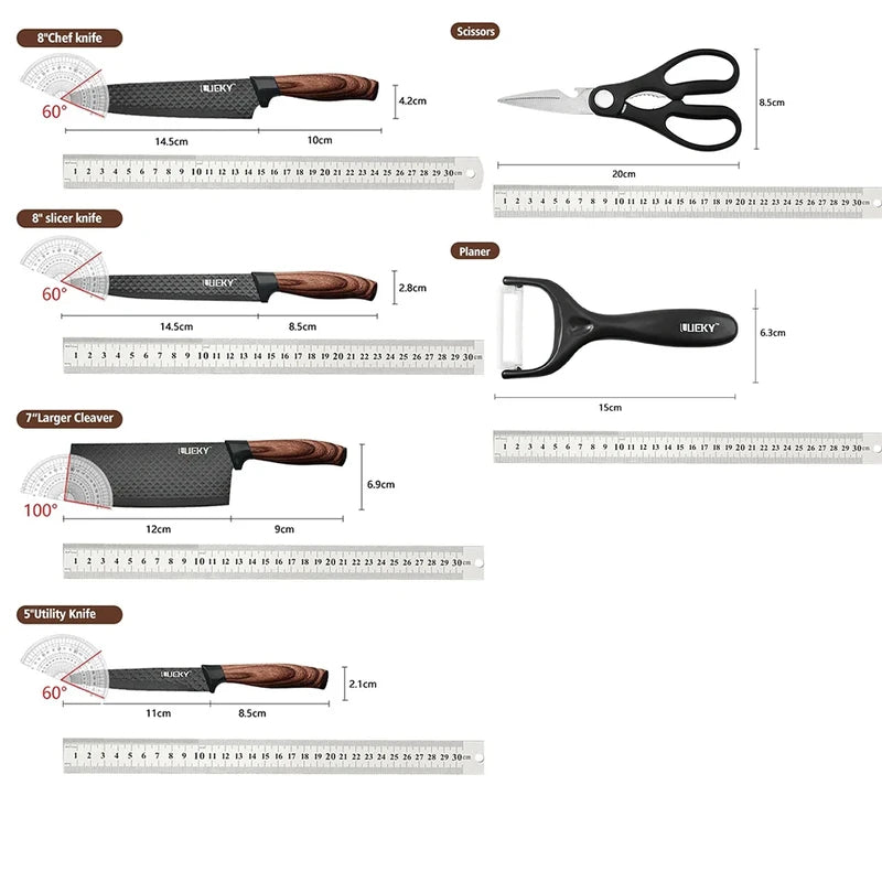 6-Piece Stainless Steel Kitchen Knife Set with Wooden Handles - Sharp & Durable